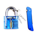 Blue Transparent Practice Padlock with Blue Folding Knife Lockpicking Tools (Combo 5-1)